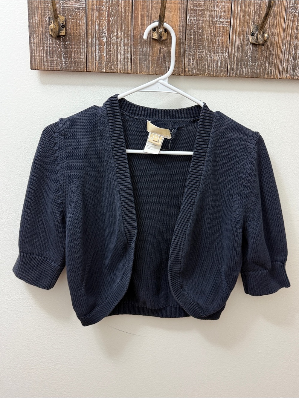 Michael Kors Navy Cropped Open-Front Sweater Cardigan